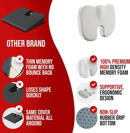 Cojín para asiento de coche, cojín de espuma viscoelástica para oficina, cojín Coccyx ergonómico, soporte de oficina, cojín sedentario, cojín para trasero de estudiante