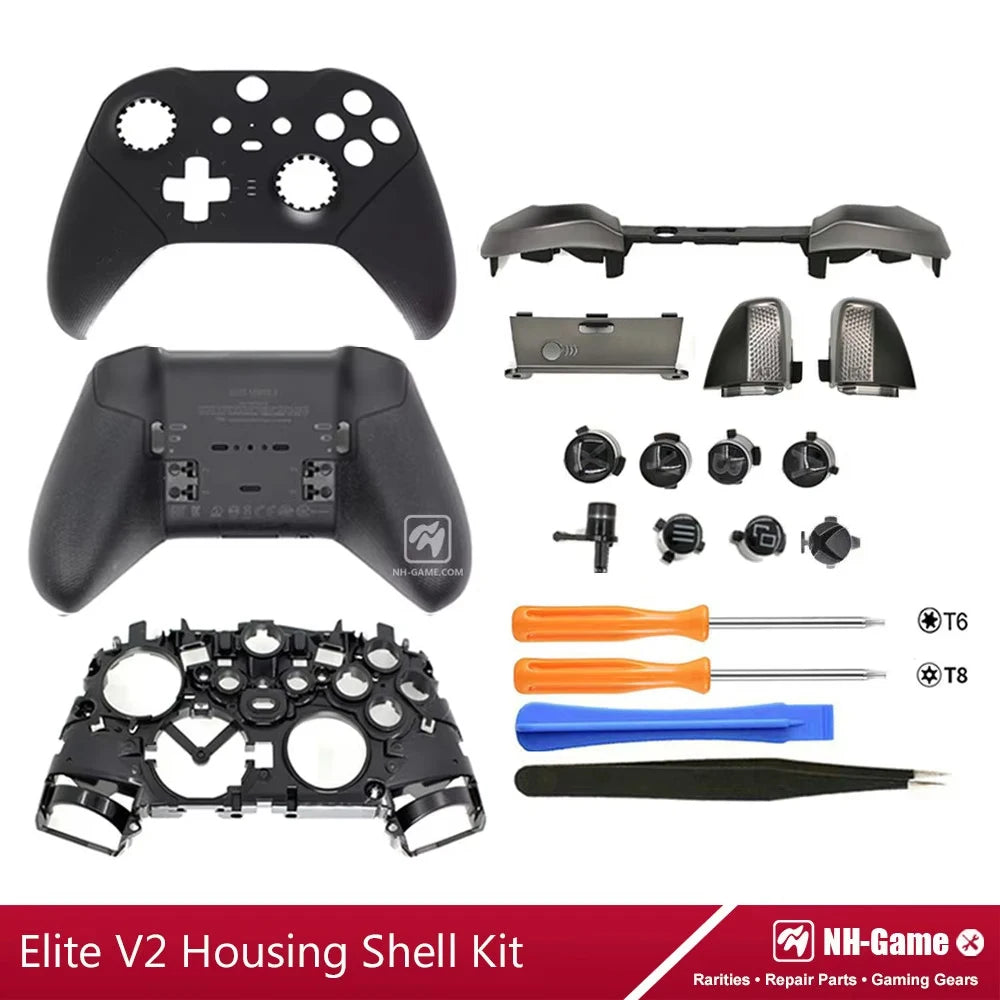 Kit de carcasa de repuesto para controlador Xbox Elite Series 2, funda frontal trasera LB RB, empuñaduras de botón de parachoques, bolsa de transporte