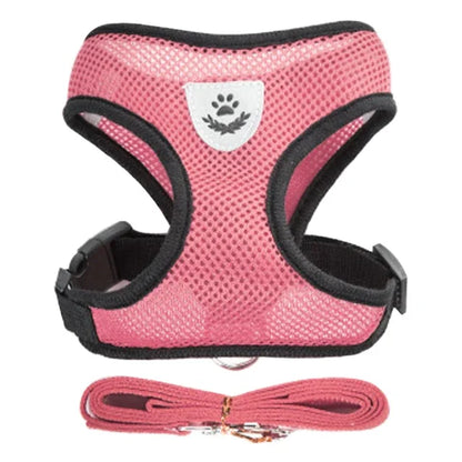 Arnés de malla ajustable de poliéster para gatos, chaleco para caminar, correa de plomo para cachorros, Collar para perros pequeños y medianos, accesorios para mascotas