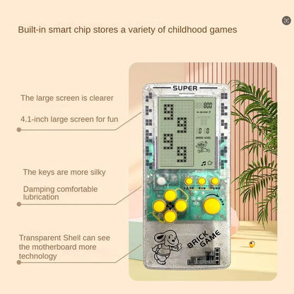 Consola de juegos clásica de pantalla grande, jugadores de juegos portátiles, juguetes educativos infantiles nostálgicos transparentes, para aliviar el estrés para adultos