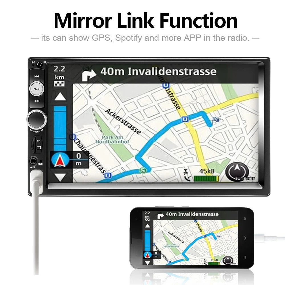 Podofo 2 din Radio de coche 7 "HD Autoradio reproductor Multimedia 2DIN pantalla táctil Auto audio estéreo de coche MP5 Bluetooth USB TF FM cámara