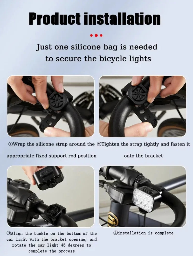 BUCKLOS luz trasera de bicicleta luz delantera 1100mAh LED COB lámpara de bicicleta impermeable USB recargable Mtb luces traseras de bicicleta de carretera piezas de bicicleta