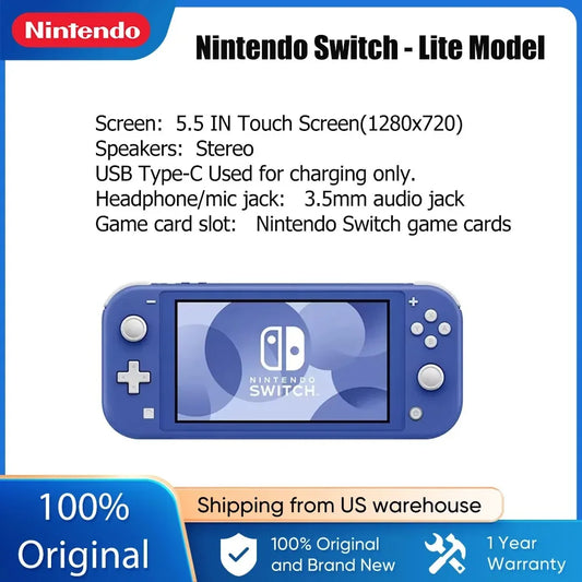 Consola de juegos Nintendo Switch Lite, pantalla táctil LCD de 5,5 pulgadas, almacenamiento interno de 32GB, Bluetooth 4,1, almohadilla de Control integrada más