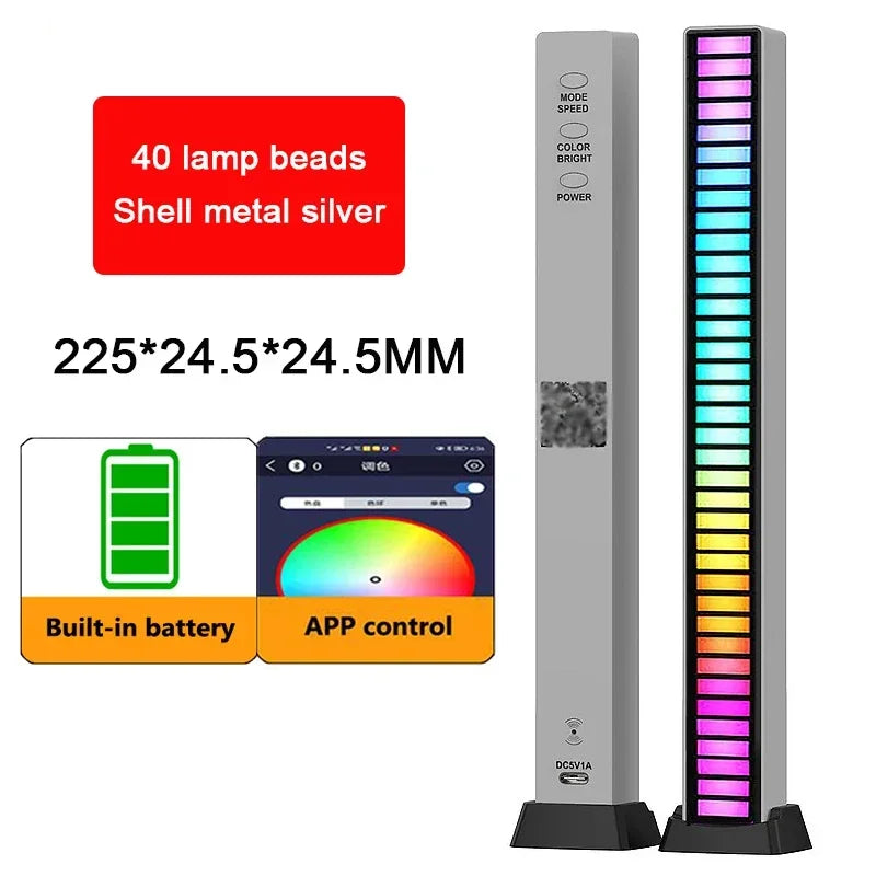 Tira de luces LED RGB, Control de sonido y música, lámpara ambiental de ritmo, luces nocturnas de ambiente para Bar, coche, habitación, TV, decoración para juegos