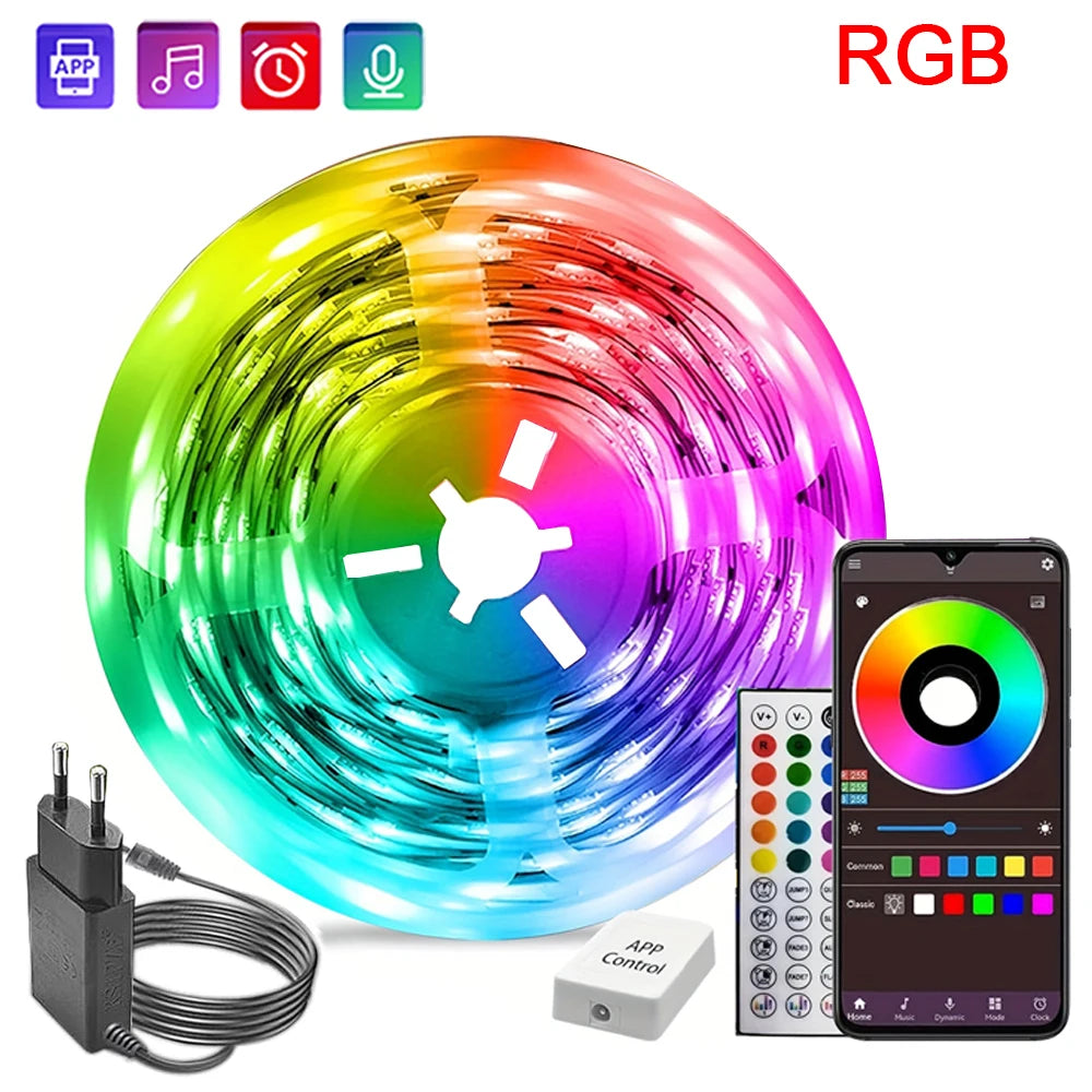 Tira de luces LED de 10m, 20m, 30m, sincronización de música, cinta de luces Led RGB para habitación, decoración de fiesta en casa, retroiluminación de TV, cinta Felxible