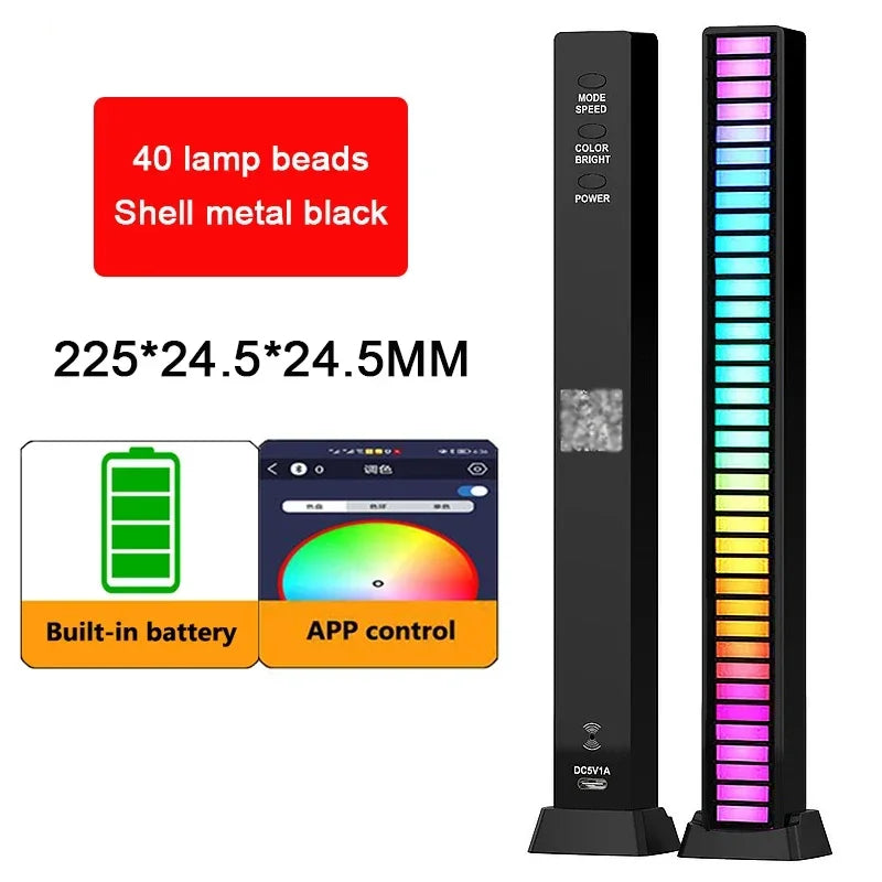 Tira de luces LED RGB, Control de sonido y música, lámpara ambiental de ritmo, luces nocturnas de ambiente para Bar, coche, habitación, TV, decoración para juegos