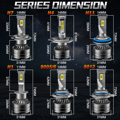 Dualvision H7 H4 bombilla LED para faros de coche Canbus H8 H9 H11 H1 9005 HB3 9006 HB4 9012 HIR2 lámpara antiniebla automática 6000K 7535 luces de Chip CSP