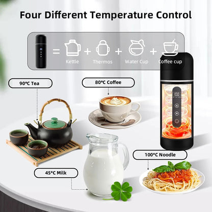 Hervidor eléctrico de viaje para coche, 12V/24V, portátil, taza de agua caliente, pantalla de visualización, calor de acero inoxidable 316 para preparar café y té