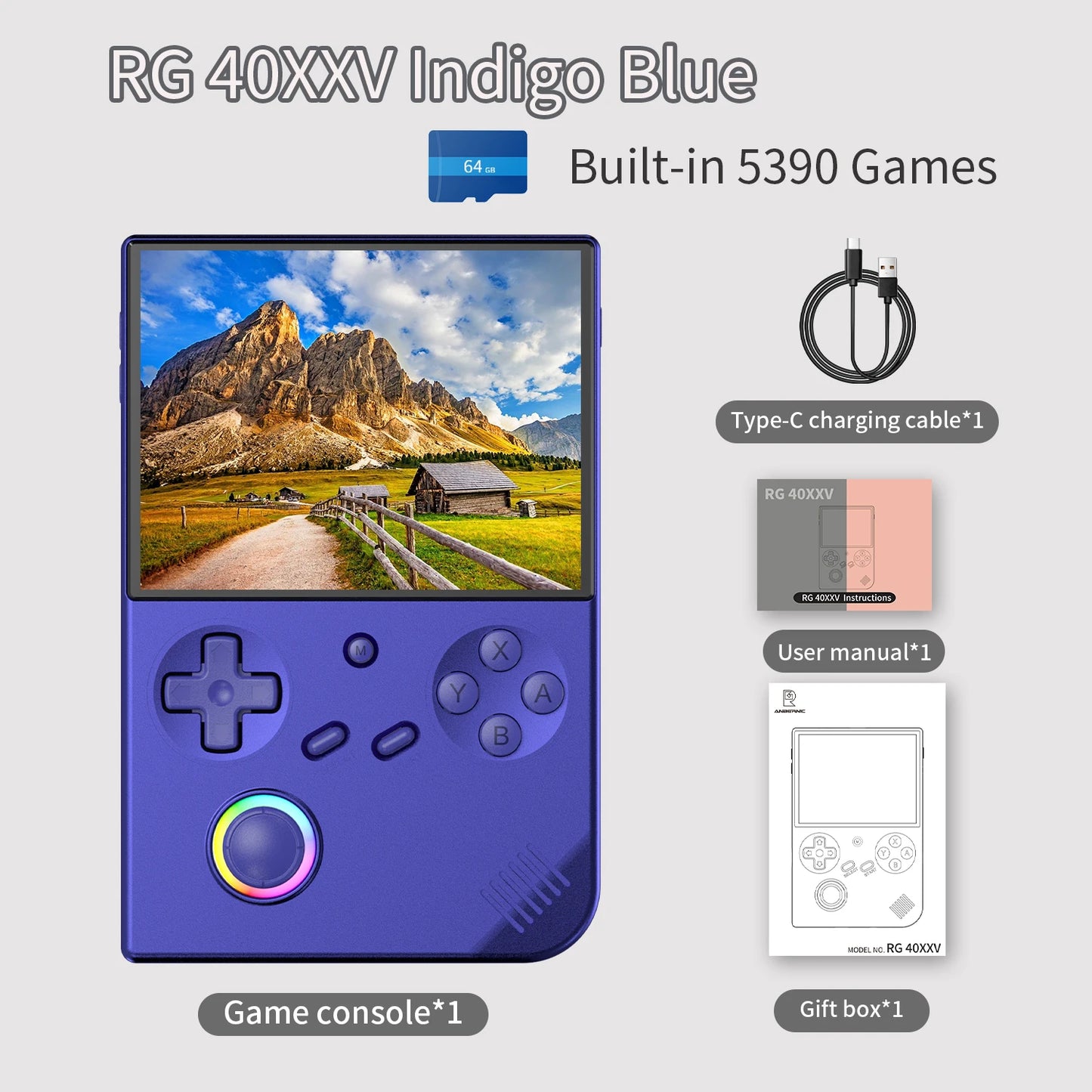ANBERNIC-consola de juegos portátil RG40XXV, pantalla IPS de 4 pulgadas, Joystick RGB, reproductor de vídeo E-book, compatible con transmisión WIFI, salida HDMI