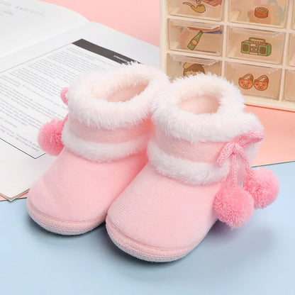 Botas cálidas de invierno para recién nacidos, zapatos de bebé, zapatillas de deporte para niños y niñas, zapatos planos de fondo suave para niños, botas de nieve cálidas de 0 a 18M