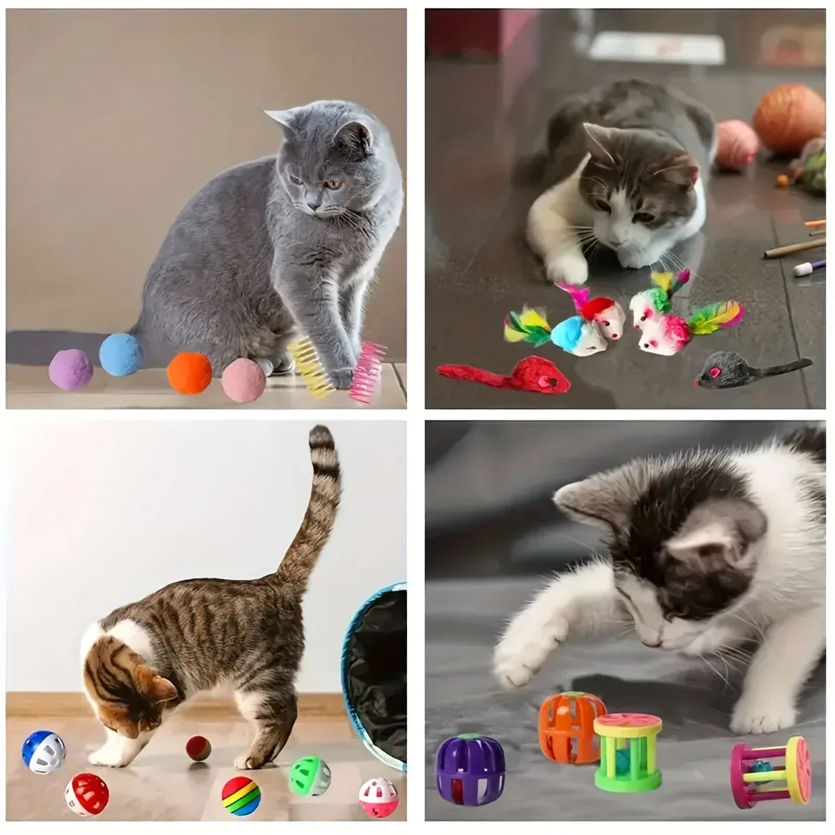 Paquete mixto de juguetes para gatos de 56 piezas/28 piezas/14 piezas. Una combinación de varios juguetes de plástico y juguetes de peluche adecuados para múltiples gatos para jugar