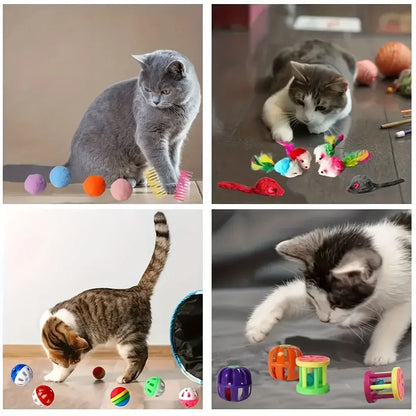 Paquete mixto de juguetes para gatos de 56 piezas/28 piezas/14 piezas. Una combinación de varios juguetes de plástico y juguetes de peluche adecuados para múltiples gatos para jugar