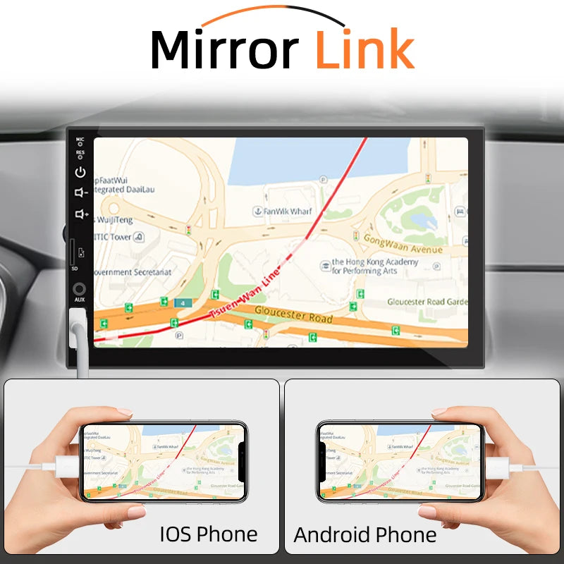 Radio de coche de 7 pulgadas, 1 Din, Carplay, Android, reproductor Multimedia para coche, pantalla táctil HD, entrada FM AUX, Bluetooth MirrorLink, Autoradio Universal