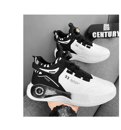 Zapatillas de deporte para hombre con hebilla giratoria, cómodas, antideslizantes, con cordones, duraderas, para actividades al aire libre