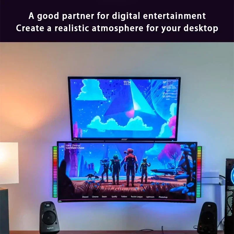 Tira de luces LED RGB, Control de sonido y música, lámpara ambiental de ritmo, luces nocturnas de ambiente para Bar, coche, habitación, TV, decoración para juegos