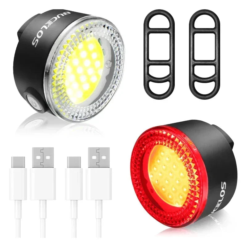 BUCKLOS luz trasera de bicicleta luz delantera 1100mAh LED COB lámpara de bicicleta impermeable USB recargable Mtb luces traseras de bicicleta de carretera piezas de bicicleta