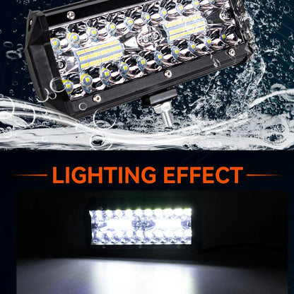 Barras de luz Led todoterreno combinadas de 4/ 7 pulgadas y 120W, haz de inundación para trabajo, conducción, barco todoterreno, coche, Tractor, camión, 4x4, SUV, ATV, 12V, 24V