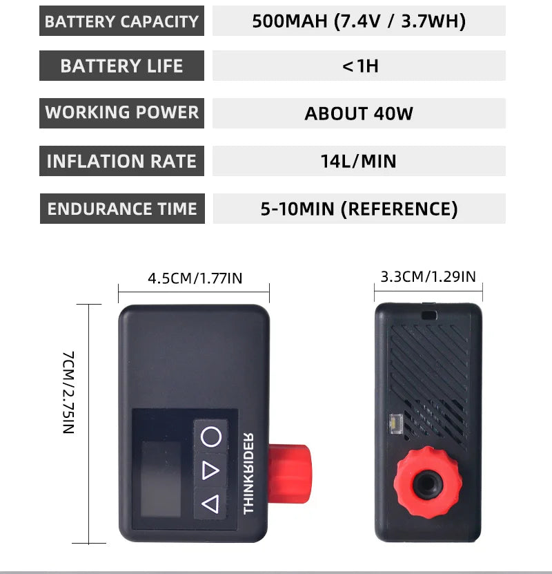 ThinkRider 120 PSI bicicleta de bolsillo portátil bomba de aire eléctrica MINI inflador de neumáticos para bicicleta pantalla de calibre Digital