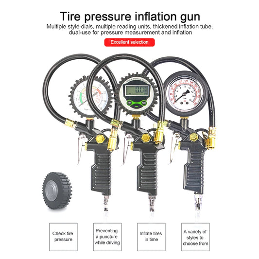 Medidor Digital de presión de neumáticos de coche, tipo pistola, monitoreo de inflado, compresor de aire desinflable, bomba de aire para motocicleta SUV, herramienta de reparación de neumáticos