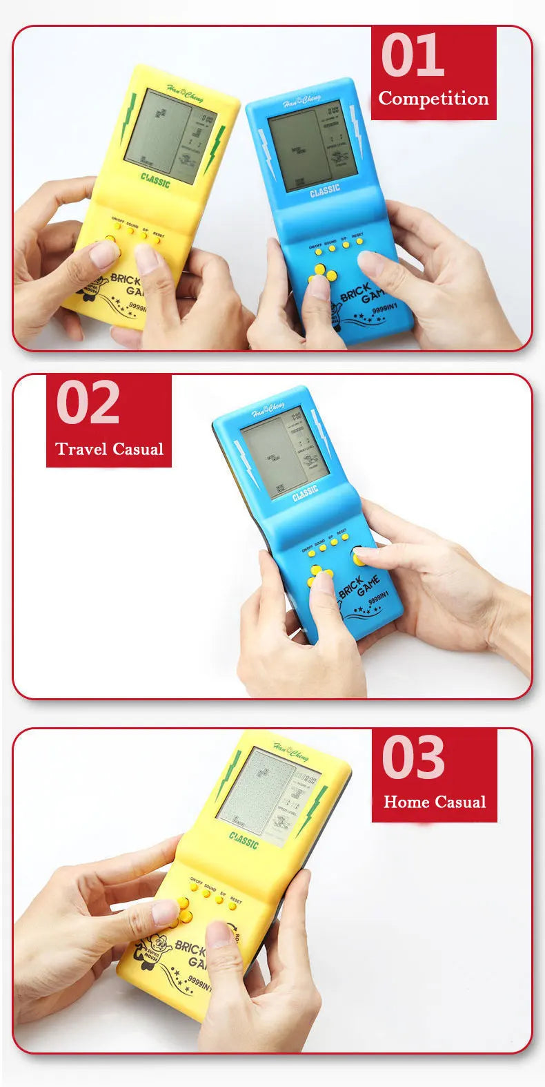 Reproductores de juegos portátiles Retro clásicos para consola Tetris, máquina de juegos de bolsillo nostálgica de pantalla grande para niños, juguetes rompecabezas para niños