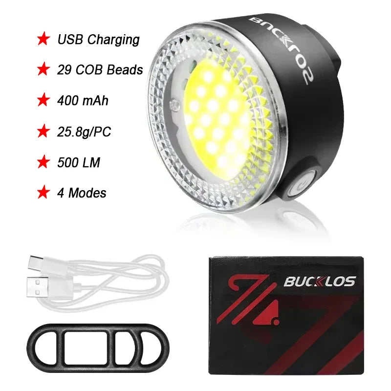 BUCKLOS luz trasera de bicicleta luz delantera 1100mAh LED COB lámpara de bicicleta impermeable USB recargable Mtb luces traseras de bicicleta de carretera piezas de bicicleta