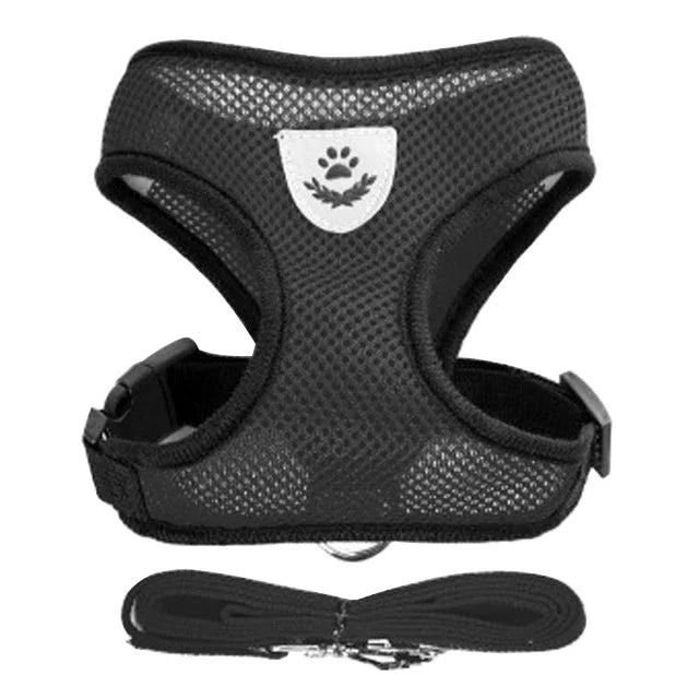 Arnés de malla ajustable de poliéster para gatos, chaleco para caminar, correa de plomo para cachorros, Collar para perros pequeños y medianos, accesorios para mascotas
