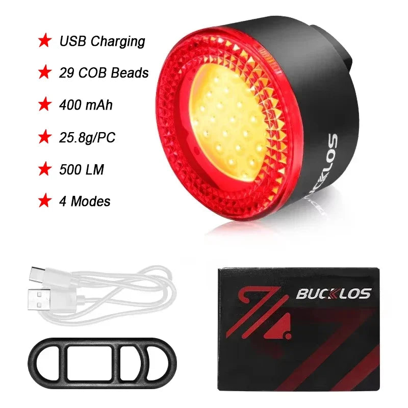 BUCKLOS luz trasera de bicicleta luz delantera 1100mAh LED COB lámpara de bicicleta impermeable USB recargable Mtb luces traseras de bicicleta de carretera piezas de bicicleta