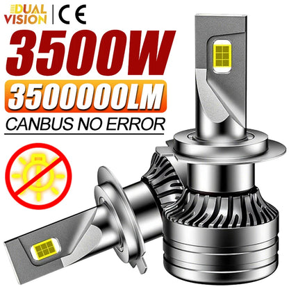 Dualvision H7 H4 bombilla LED para faros de coche Canbus H8 H9 H11 H1 9005 HB3 9006 HB4 9012 HIR2 lámpara antiniebla automática 6000K 7535 luces de Chip CSP