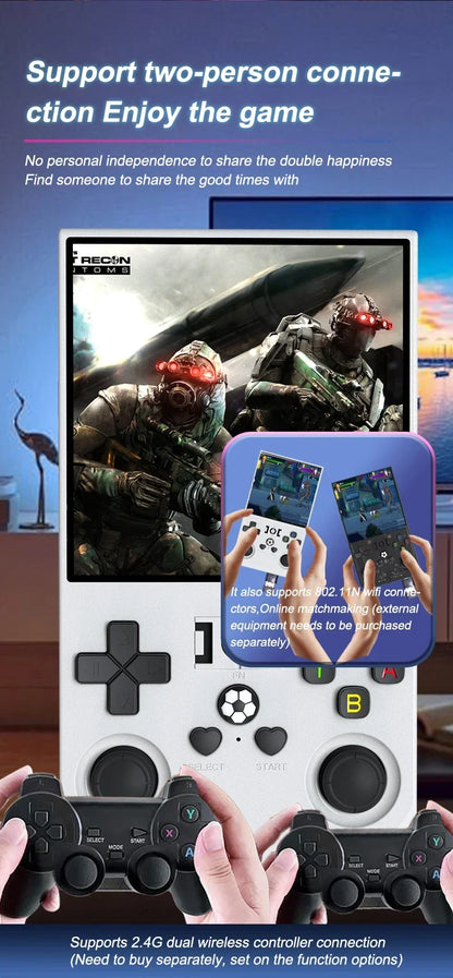 Consola R36 Max, reproductores de juegos portátiles, pantalla IPS de 4 pulgadas, consola de código abierto, reproductor de vídeo de bolsillo Retro, 64G/128G, más de hasta 22000 juegos