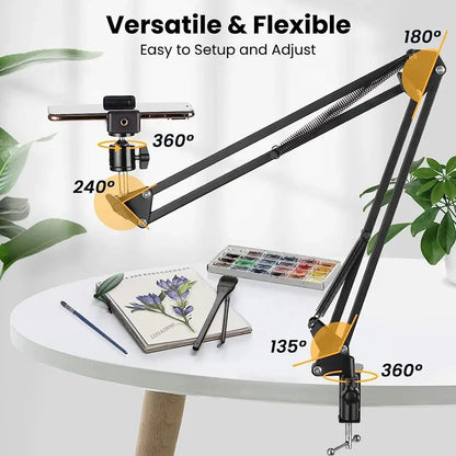 Trípode de brazo Flexible para soporte de teléfono, mesa, ancla doblada, escritorio en línea, portátil, vídeo, fotografía aérea en vivo
