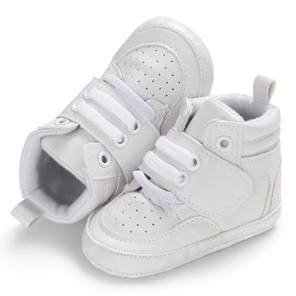 Zapatillas de deporte a la moda para bebés recién nacidos, zapatos altos con cordones sólidos para niños y niñas, zapatos transpirables antideslizantes para primeros pasos de 0 a 18 meses