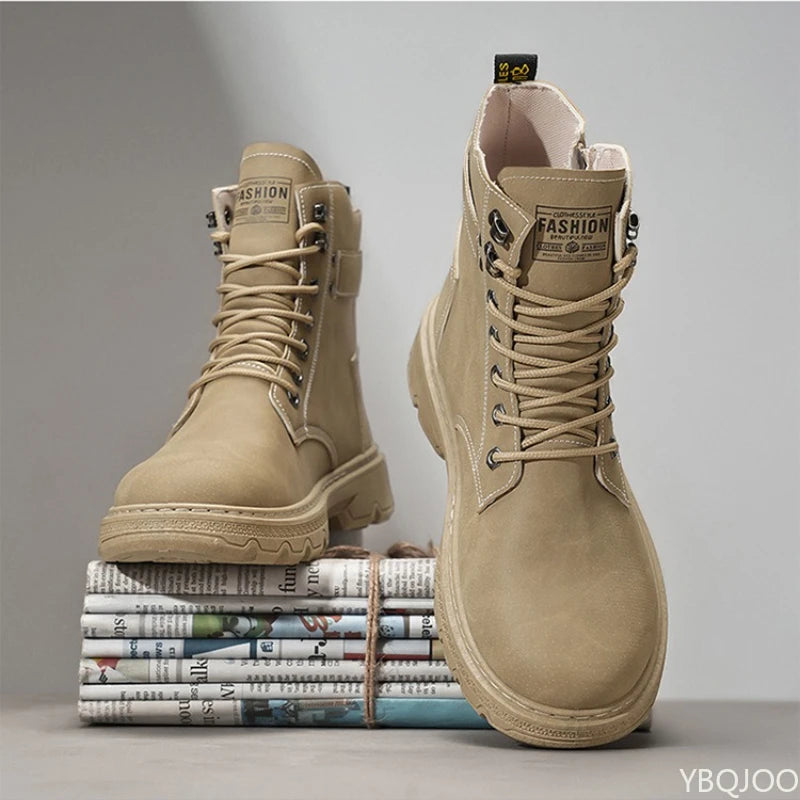 Zapatos de hombre de caña alta versátiles a la moda, zapatos de senderismo al aire libre de otoño, zapatos deportivos cómodos e informales