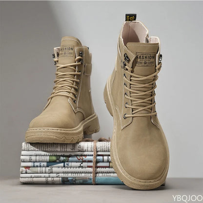 Zapatos de hombre de caña alta versátiles a la moda, zapatos de senderismo al aire libre de otoño, zapatos deportivos cómodos e informales