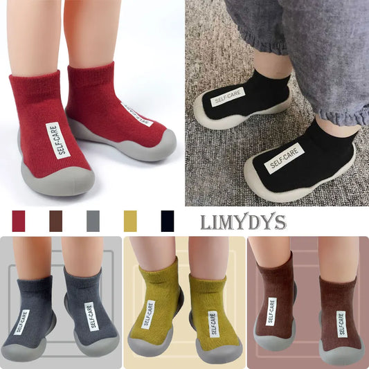 Zapatos de calcetín para bebé, calzado antideslizante para primeros pasos, botines de suelo para niño y niña, zapatillas de interior con suela de goma para recién nacido