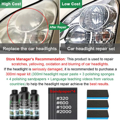 Kits de pulido para restauración de faros de coche, eliminador de arañazos, pasta de limpieza para reparación, elimina la oxidación, líquido para pulir faros