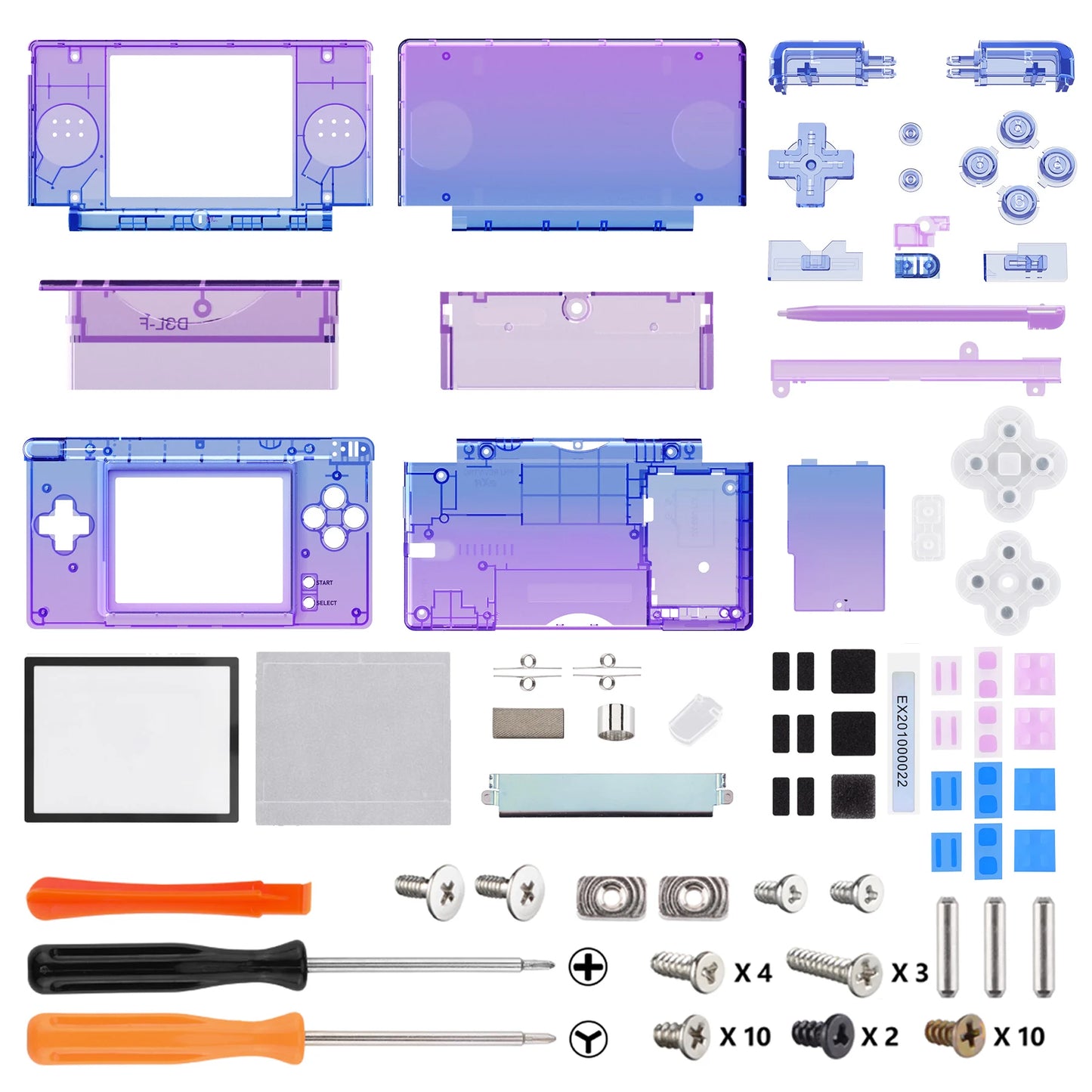 eXtremeRate Carcasa completa de repuesto para Nintendo DS Lite, funda con botones, lente de pantalla para NDSL - Serie única