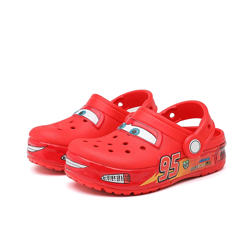 Zapatos Disney Lightning Mcqueen con luz Led para coche, zapatillas para niños, sandalias de playa de animación, regalo para niños y niñas