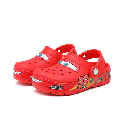 Zapatos Disney Lightning Mcqueen con luz Led para coche, zapatillas para niños, sandalias de playa de animación, regalo para niños y niñas