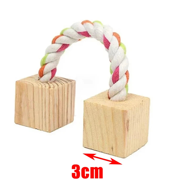 conejillo de indias, conejo, hámster, Animal PEQUEÑO, juguetes con rodillo para mascotas, mancuernas de pino de madera Natural, monociclo, campana para masticar, bola trenzada