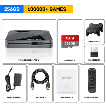 KINHANK Super Console X2 Pro Game Box Consola de videojuegos retro 100000 videojuegos para SS/MAME/DC/NAOMI con Gamepads
