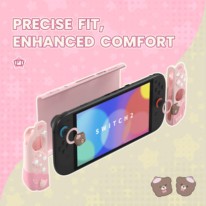 PlayVital Funda protectora acoplable para Switch 2 – Funda de silicona Good Night Bear con empuñaduras Joycon desmontables y lindas tapas para el pulgar
