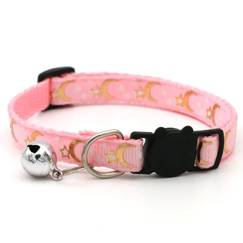 Collar para mascotas con campana, huella de dibujos animados, colorido perro, cachorro, gatito, Collar de anillo de campana de seguridad ajustable, accesorios para mascotas