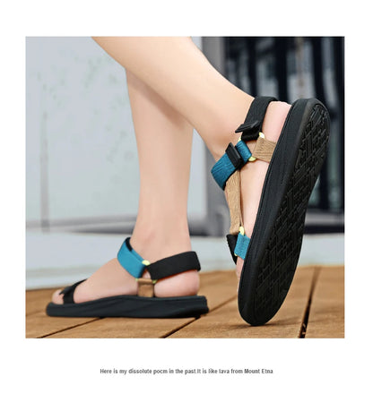 Sandalias Wadable de verano para exteriores, plantilla para esterilla de Yoga con soporte para arco para hombre, zapatillas de playa abiertas de gladiador, zapatos planos antideslizantes y duraderos para hombre