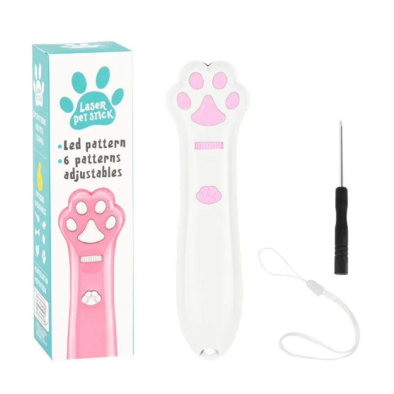Palo de burla láser para gatos, 5 modos + puntero de luz LED de punto rojo, juguetes de proyección interactivos para interiores, accesorios para perros y gatitos