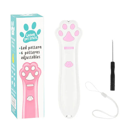Palo de burla láser para gatos, 5 modos + puntero de luz LED de punto rojo, juguetes de proyección interactivos para interiores, accesorios para perros y gatitos