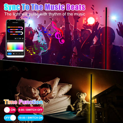 Lámpara de pie de esquina inteligente Tuya de 160cm, iluminación LED RGB regulable, iluminación de ambiente moderna, luces de soporte Alexa para dormitorio, juegos, decoración para sala de estar