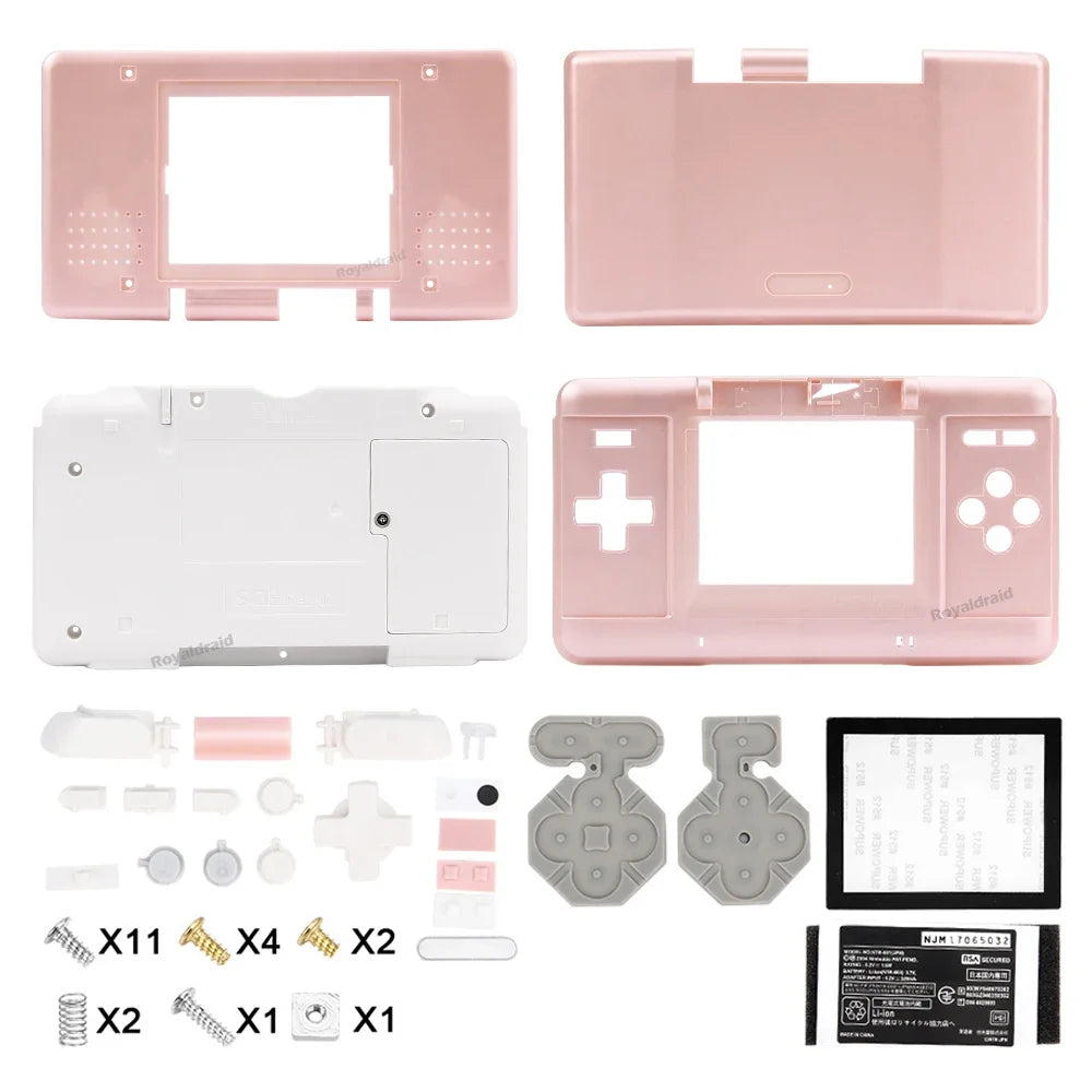 Carcasa de repuesto para consola NDS, DS, NDS, accesorios con botones, 6 colores, azul y rojo