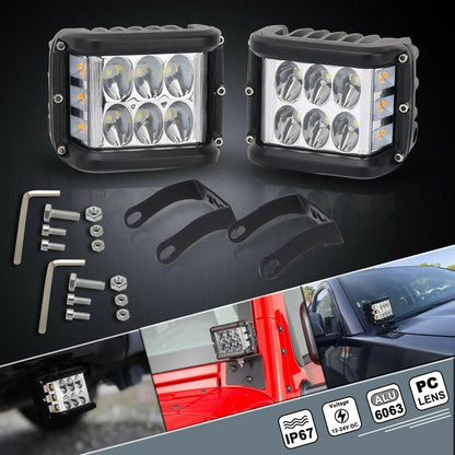 NLpearl-luz LED de trabajo de 4 ", doble cara, lámpara estroboscópica blanca y ámbar, luz intermitente todoterreno para coche, camión, camioneta, barco, Suv