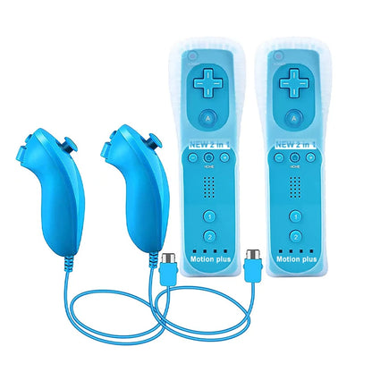 Un par de mandos a distancia con controlador Nunchuck para juegos Wii Control para consola Wii Gamepad inalámbrico con Motion Plus