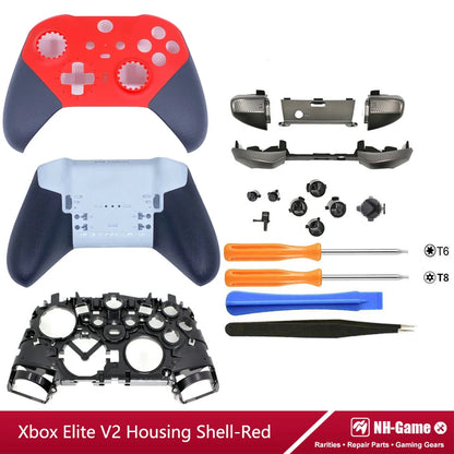 Kit de carcasa de repuesto para controlador Xbox Elite Series 2, funda frontal trasera LB RB, empuñaduras de botón de parachoques, bolsa de transporte